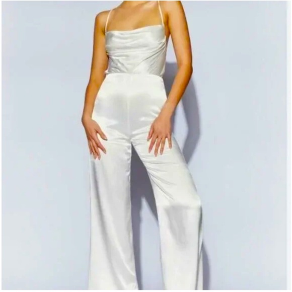 Mandie Satin Cowl Neck Jumpsuit by Meshki - Picture 3 of 12